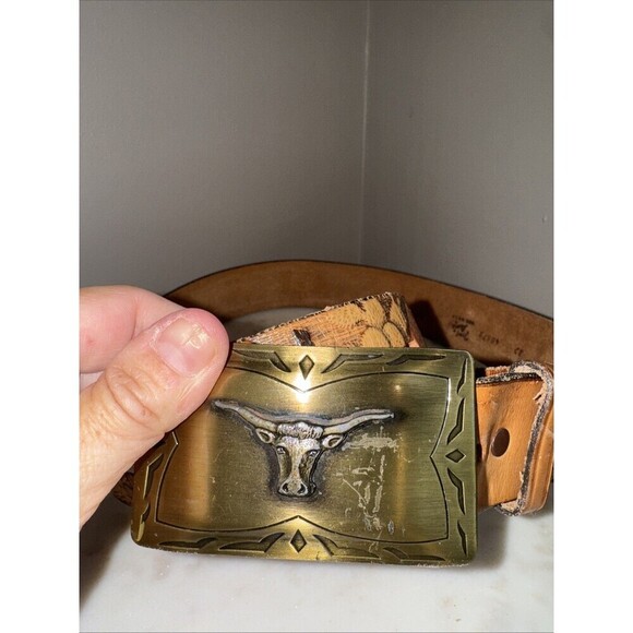 Vintage Tony Lama Belt Woman\'s  Long Horn BuckleWestern Cowboy Cowgirl Belt 32 main image 5